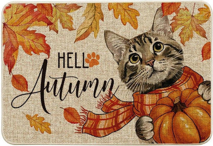 Herbstliche Katzen Fußmatte 40x60 cm - Ahornblätter Design