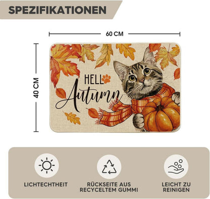 Große Katze Herbst Fußmatte 40x60 cm Innen Außen Home Dekor