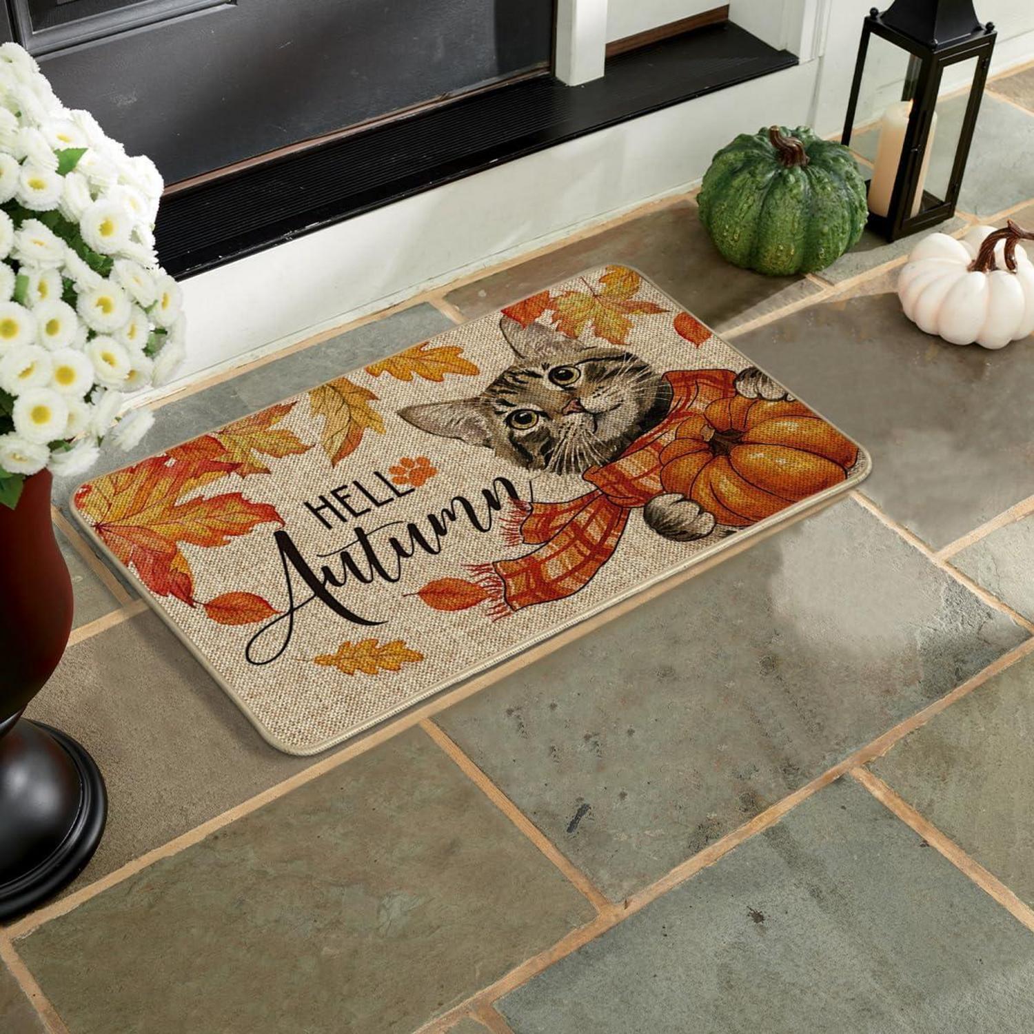 Große Katze Herbst Fußmatte 40x60cm Außen Innen Dekor