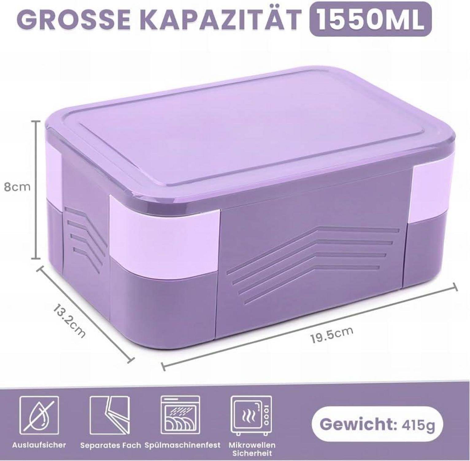 Bugucat Brotdose Kinder Bento Box Violett 1550ML
