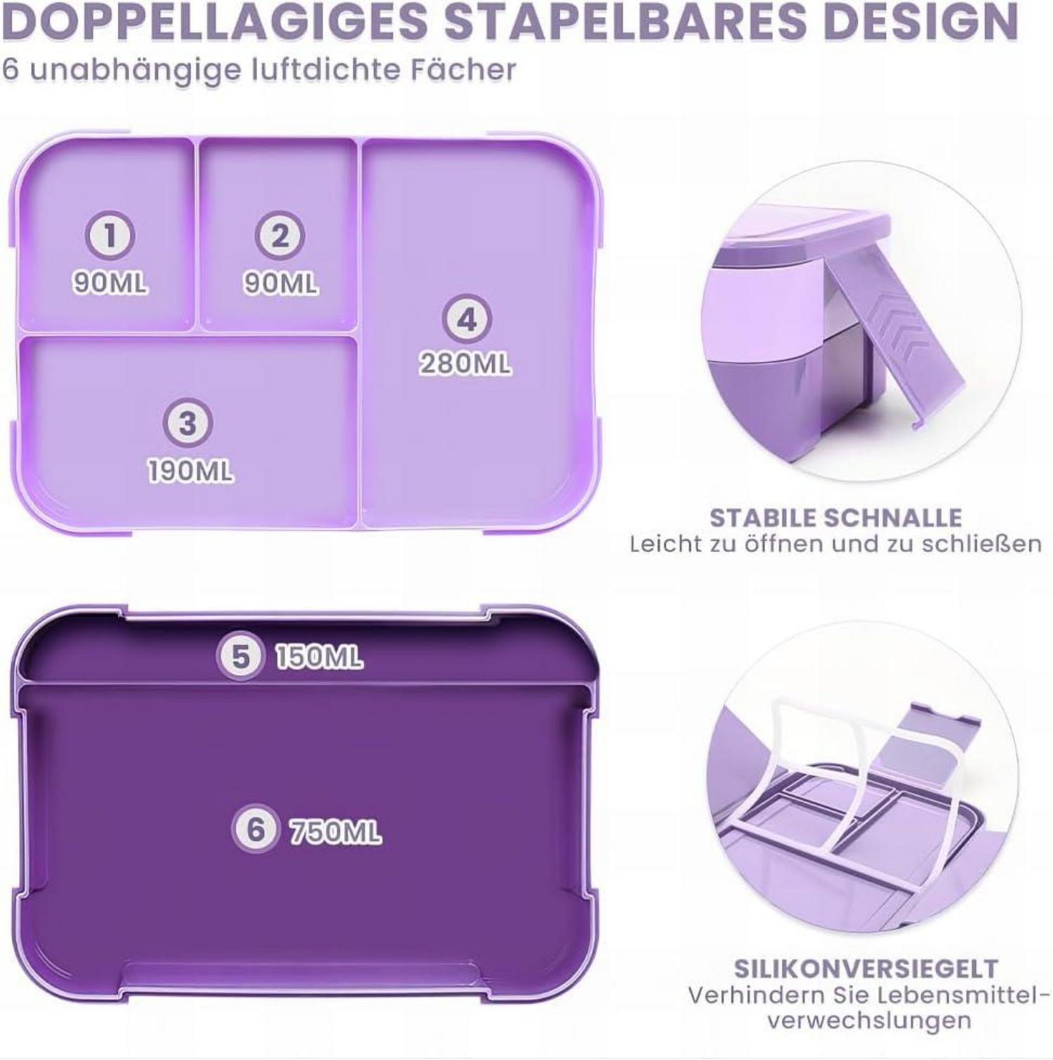 Brotdose Lunchbox mit Fächern Auslaufsicher BPA-Frei