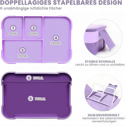 Brotdose Lunchbox mit Fächern Auslaufsicher BPA-Frei