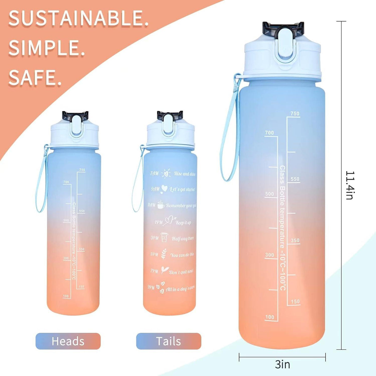 Fahrrad Flaschenhalter Set 750ML Sport-Wasserflasche Zeitmarkierungen