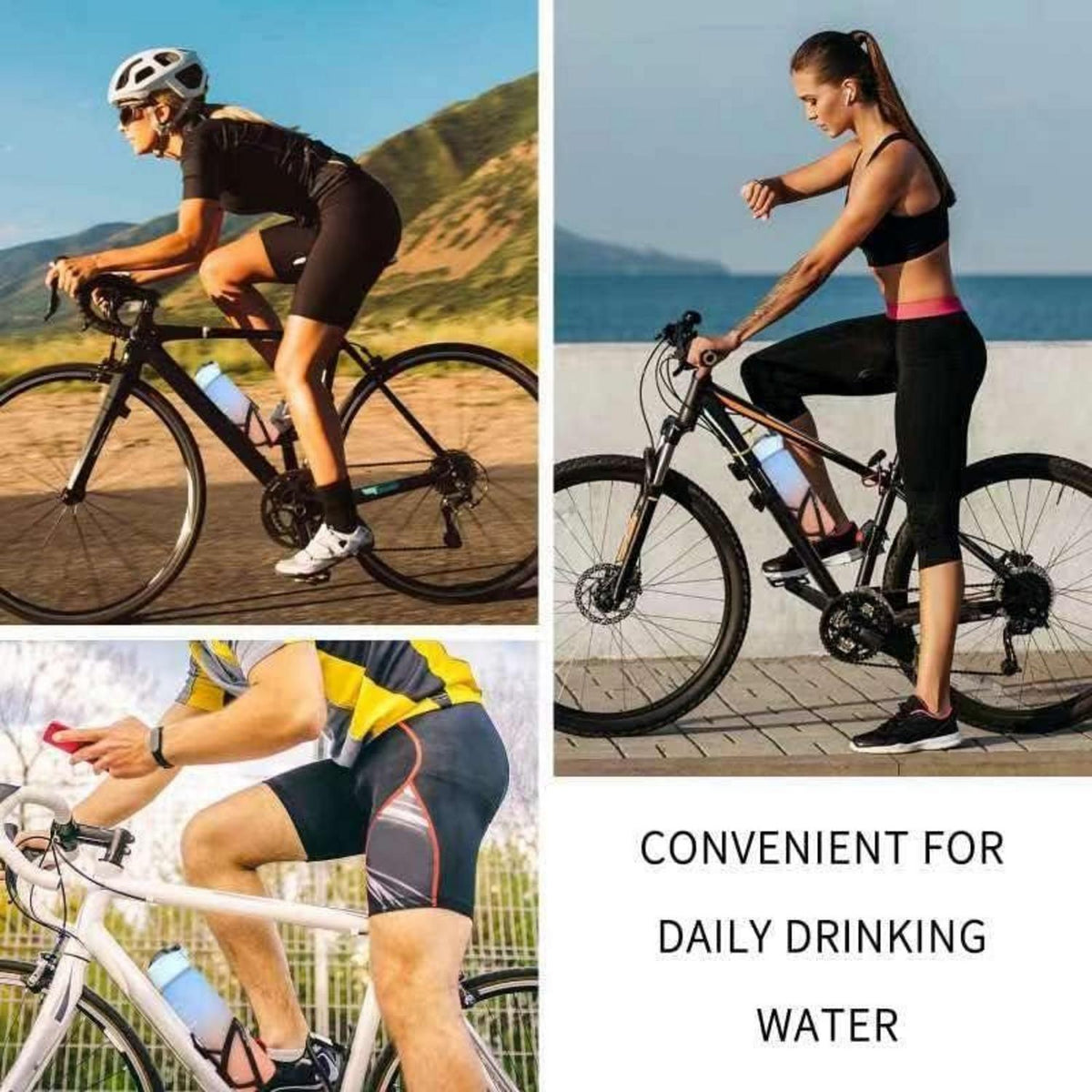 750ML Motivierende Sport-Wasserflasche mit Fahrradflaschenhalter Set