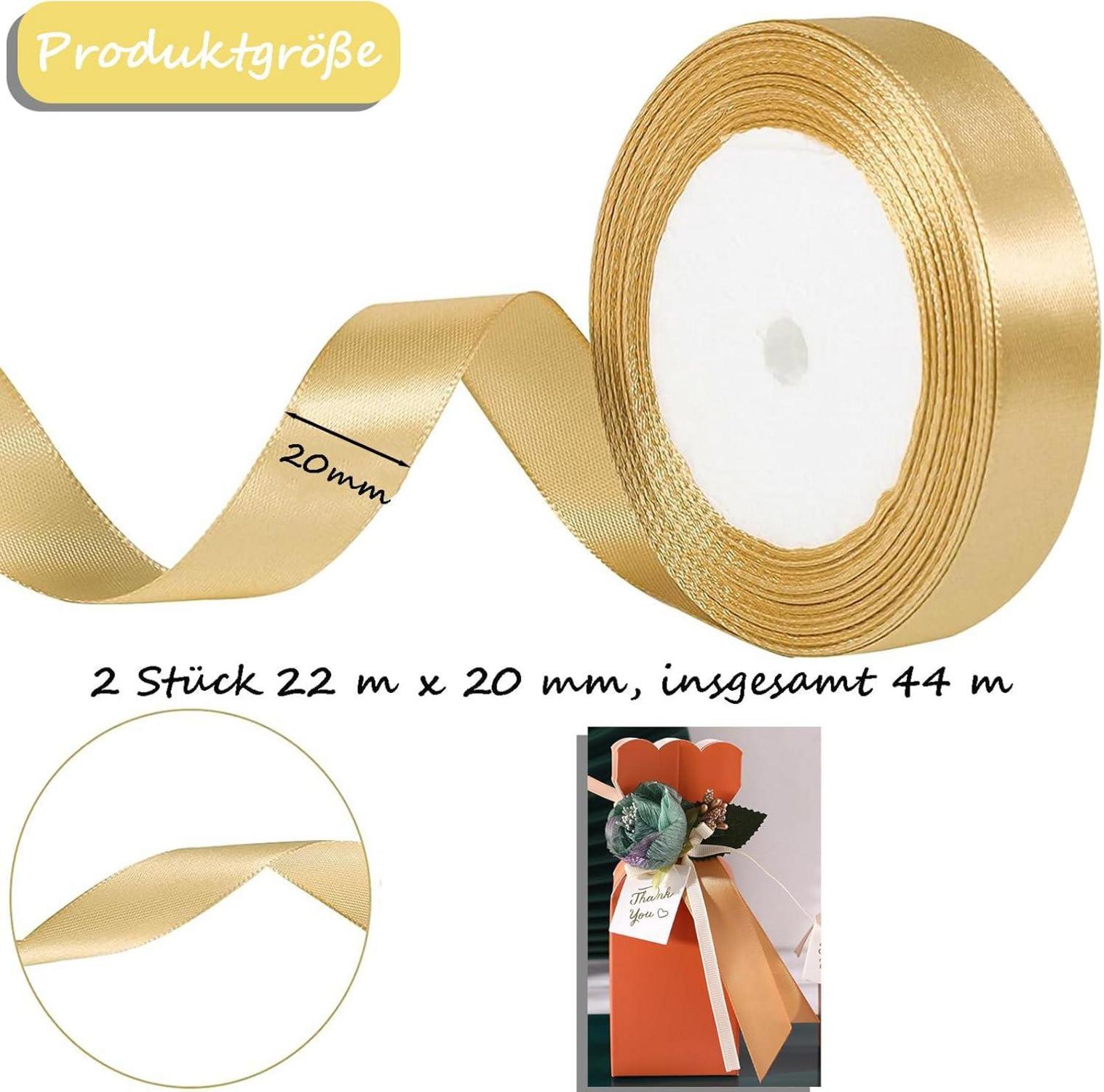 Goldenes Satinband 44m - Breit 20mm - Schleifenband für Hochzeit