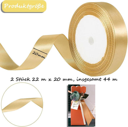 Goldenes Satinband 44m - Breit 20mm - Schleifenband für Hochzeit