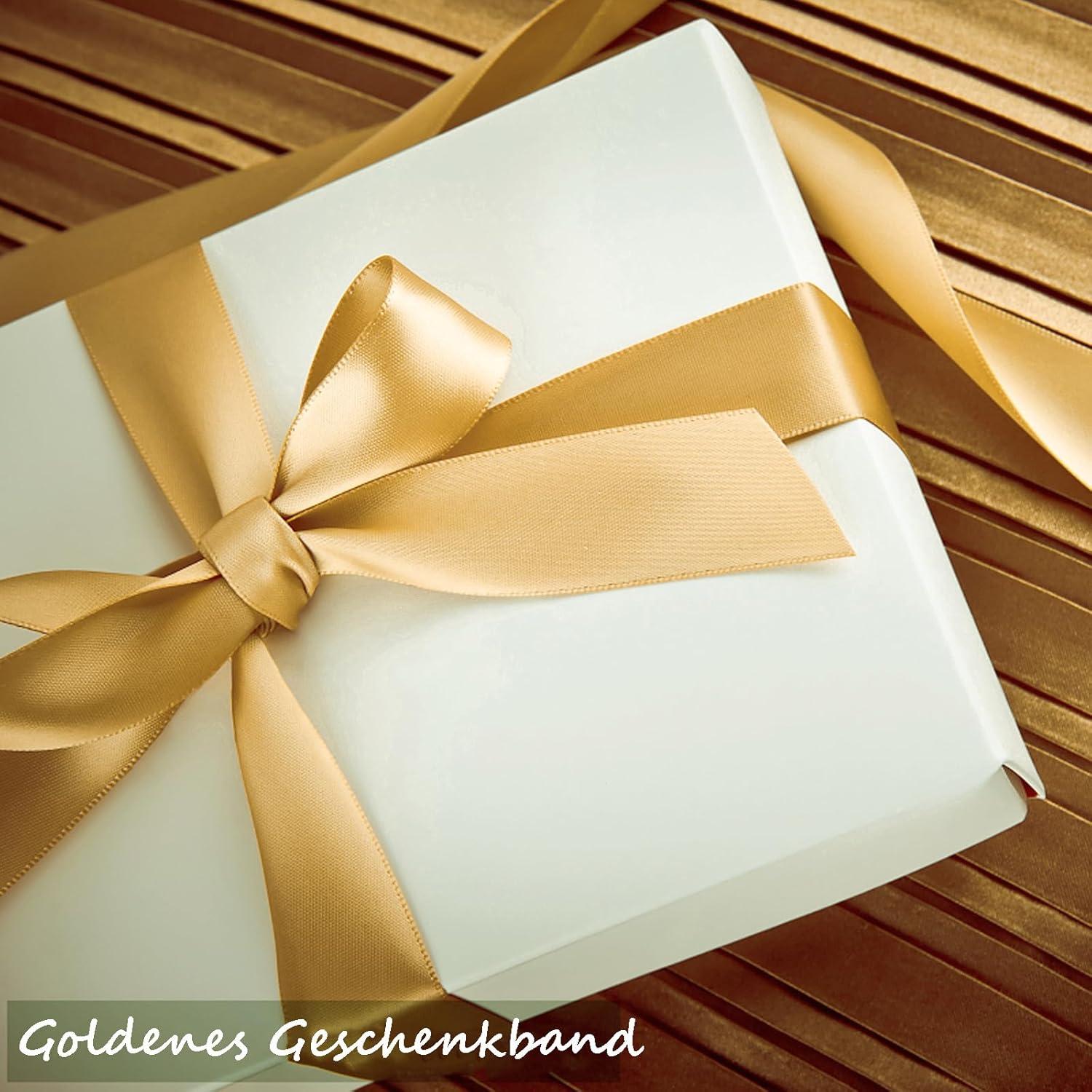 Goldenes Satinband 44m x 20mm für Hochzeit, Taufe, Geburtstag, Deko