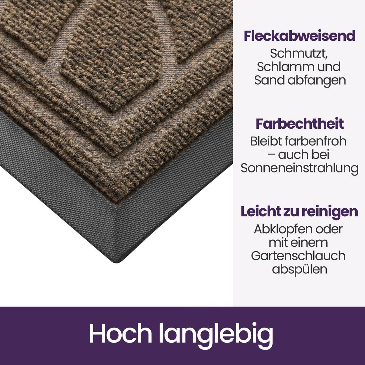 Fußmatte Outdoor Braun 90x150 cm - Wetterfest & Rutschfest