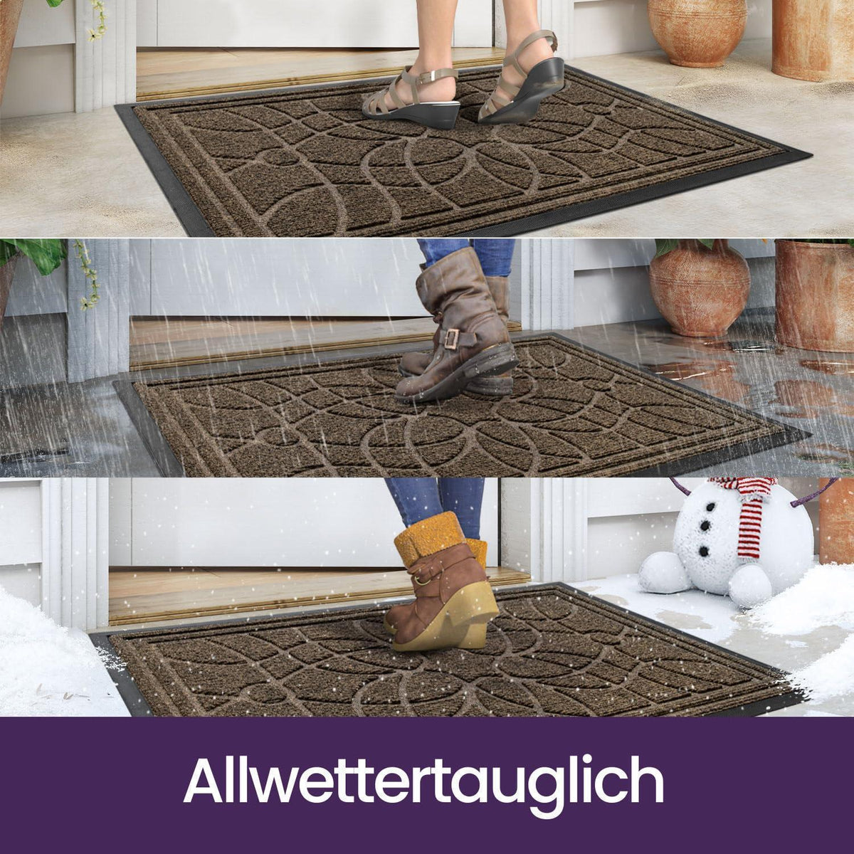 Fußmatte Outdoor Braun 90x150 cm - Wetterfest & Rutschfest