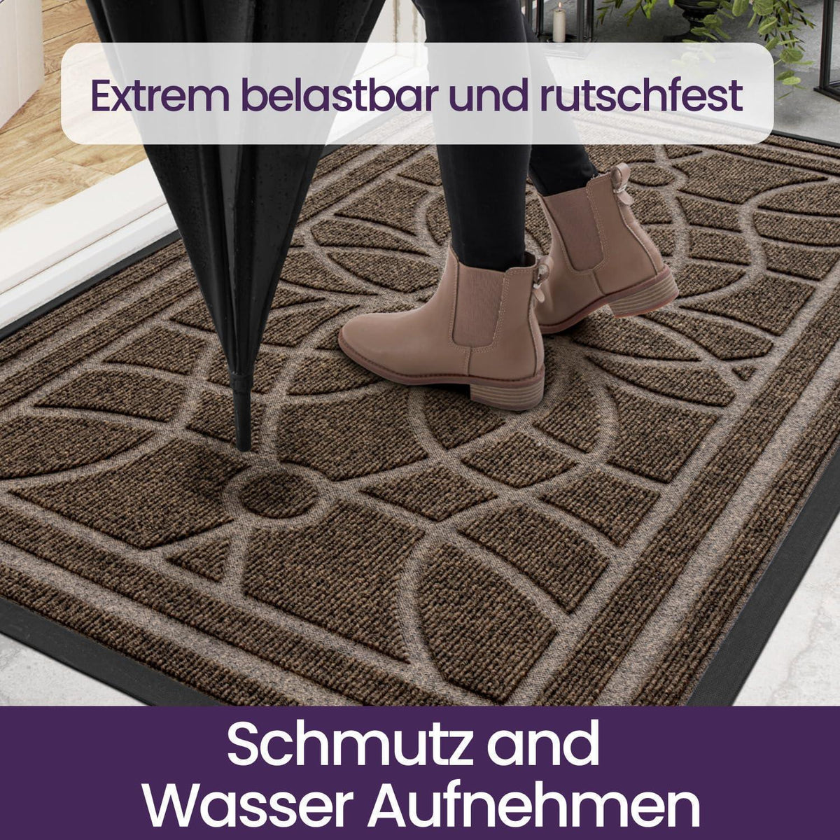 Fußmatte Outdoor Braun 90x150 cm - Wetterfest & Rutschfest