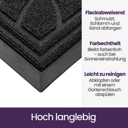 Fußmatte Outdoor 90x150 cm – Wetterfest & Rutschfest Schwarz