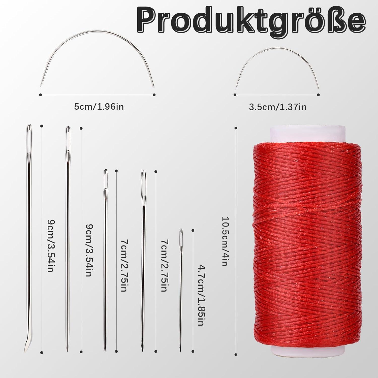 Namner Leder Faden 150m Rot Ledergarn Set mit Nähnadeln