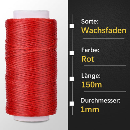 Leder Faden Set 150D Wachsfaden Ledernähgarn 7-teilig Rot