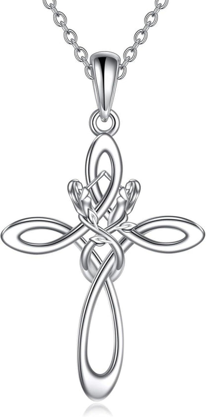 Keltischer Knoten Kreuz Halskette Sterling Silber Unendlichkeit