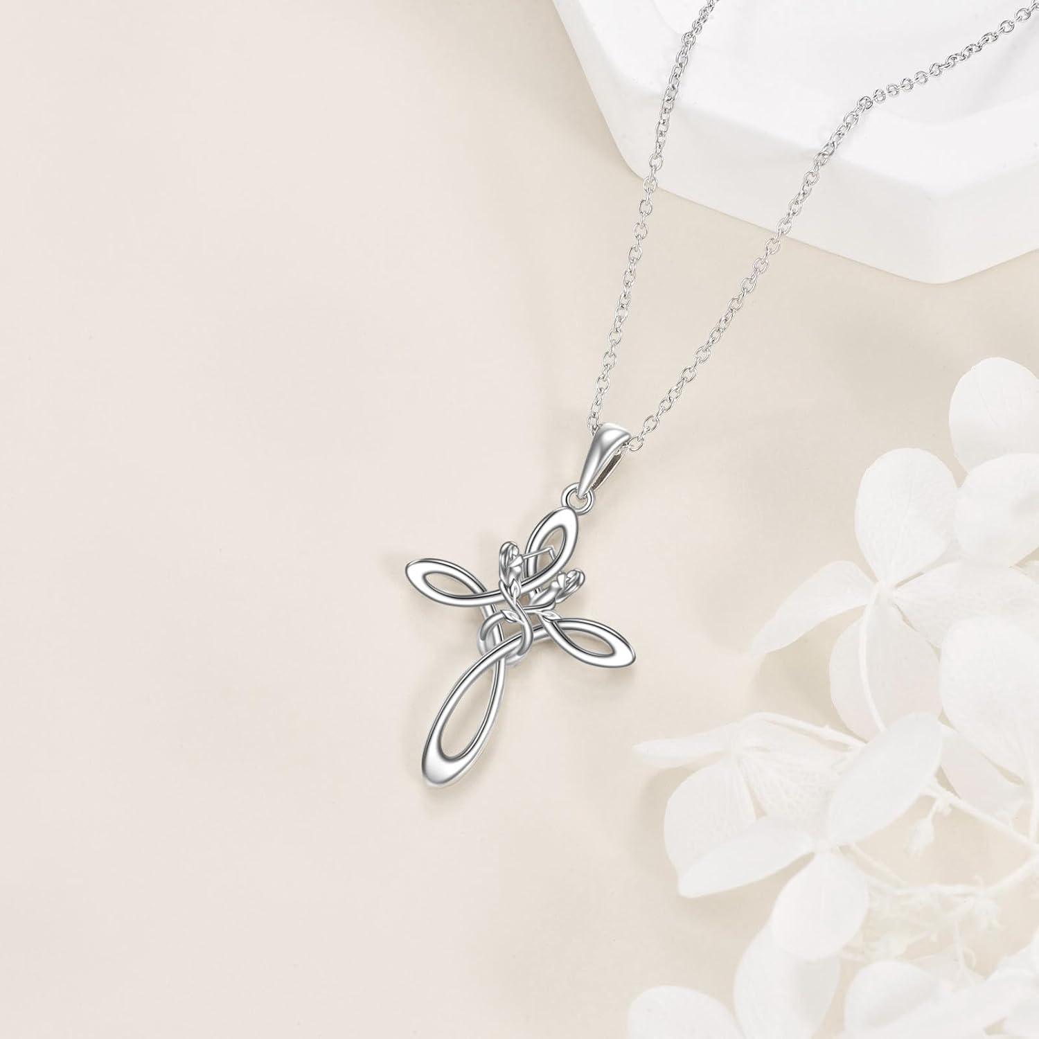 Keltischer Knoten Kreuz Halskette Sterling Silber Unendlichkeit