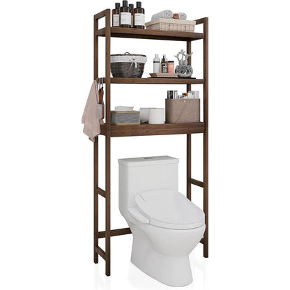 Bambus Toilettenregal mit 3 verstellbaren Ablagen, Walnuss