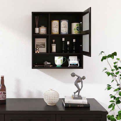 Badezimmerschrank mit Spiegel Wandmontage Bambus schwarz
