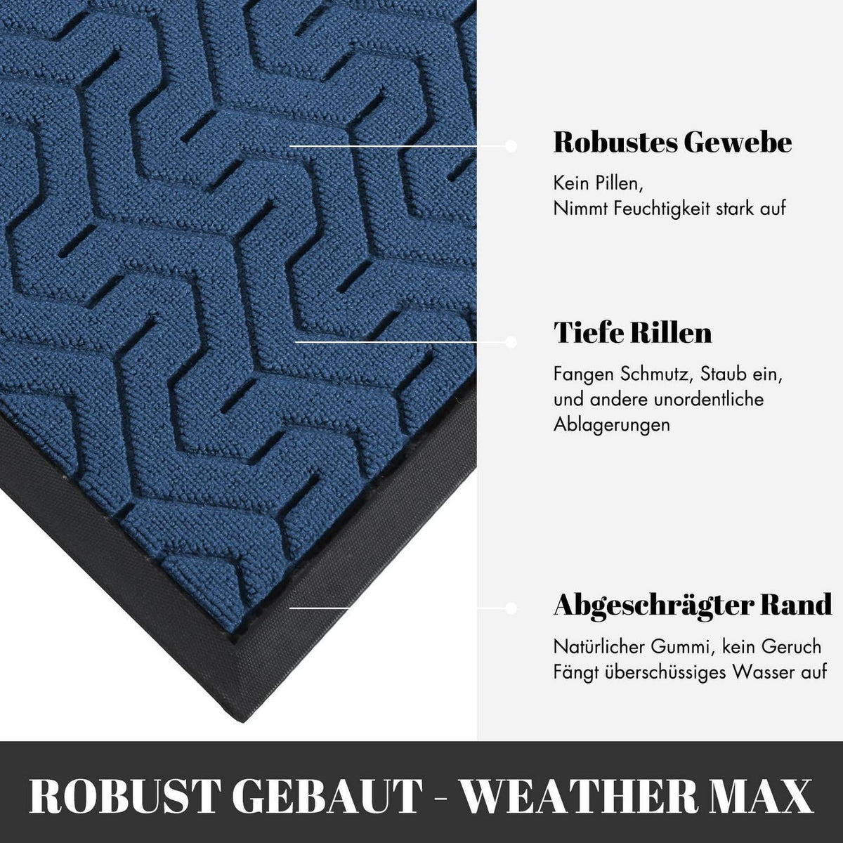 Fußmatte Blau 92x61 cm – Rutschfest & Vielseitig für Innen & Aussen