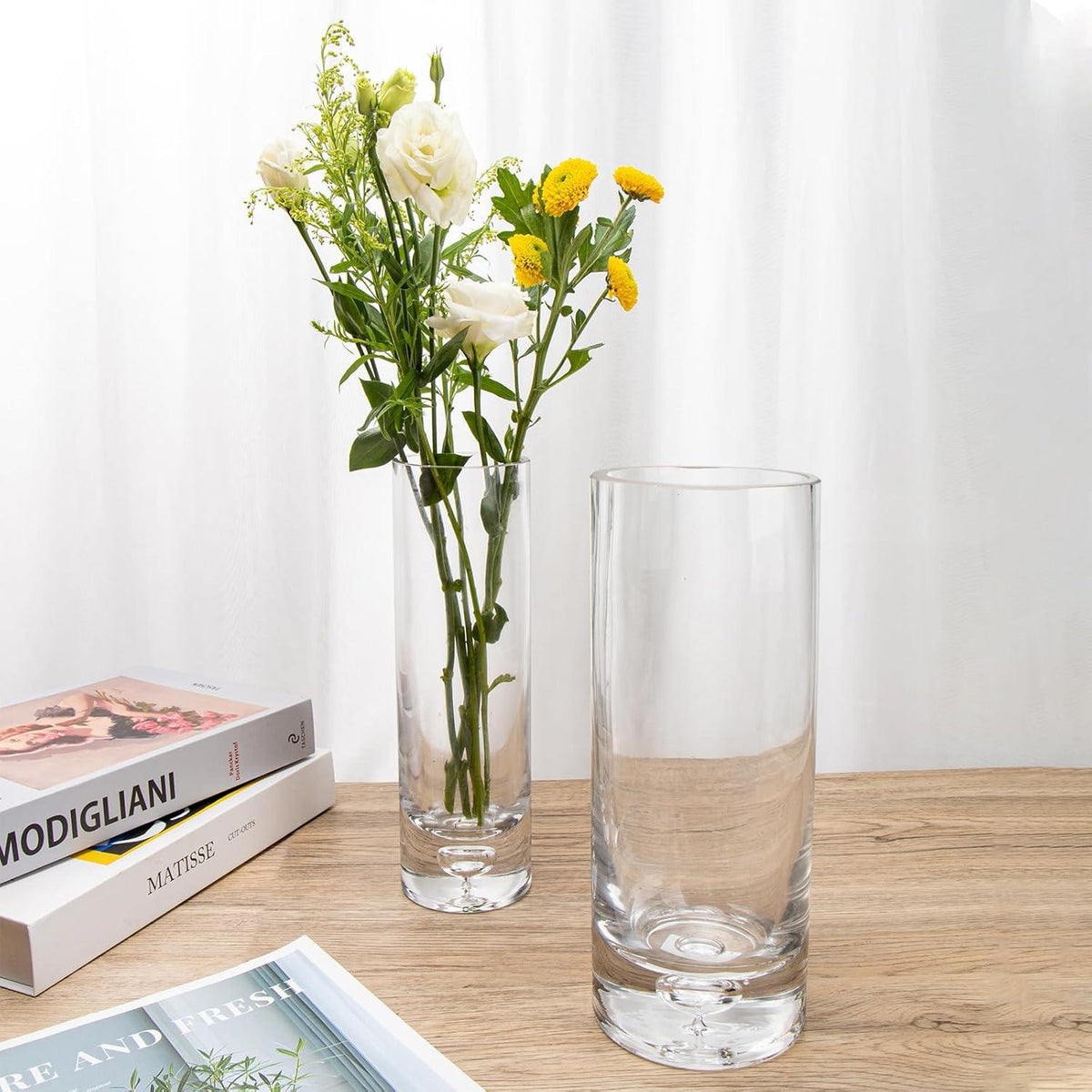 25CM Kristallklare Glasvase Zylindrisch für Hochzeit & Home Office