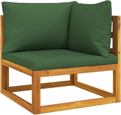 Festnight Lounge Gartenmöbel Set Holz 8-TLG Balkonmöbel Outdoor_WEAPON + Grün Kissen 3X Eckteil + 3X Mittelteil + Fußstütze + Tisch