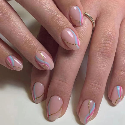 Ceboic Mandel Nägel Aufkleben French Colorful Glitzer Nails