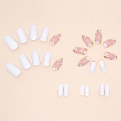 24er Set Mandel Nägel Cute Blumen French Acryl Fake Nails Kit