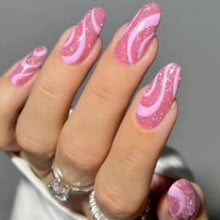 24 Stück Mandel Nägel Rosa Glitzer Acryl Ballerina Falsche Nägel
