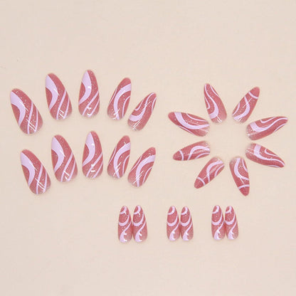 24 Stück Mandel Nägel Rosa Glitzer Acryl Ballerina Falsche Nägel