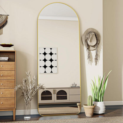Gewölbter Standspiegel Gold 163cm – Ganzkörper Spiegel für Schlafzimmer