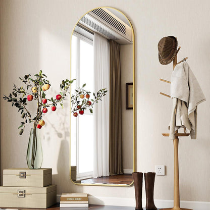 Gewölbter Standspiegel Gold 163cm – Ganzkörper Spiegel für Schlafzimmer