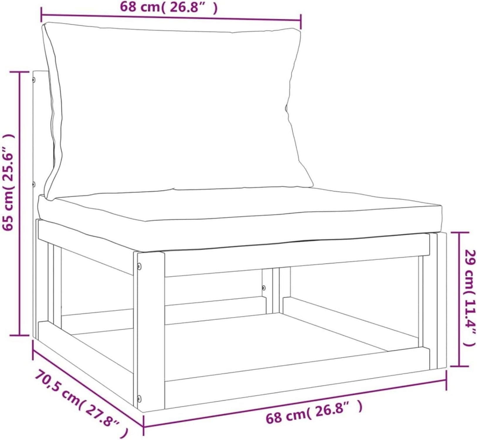 Garten Lounge Set Holz 4-tlg Balkonmöbel Sitzgarnitur Hellgrau Kissen