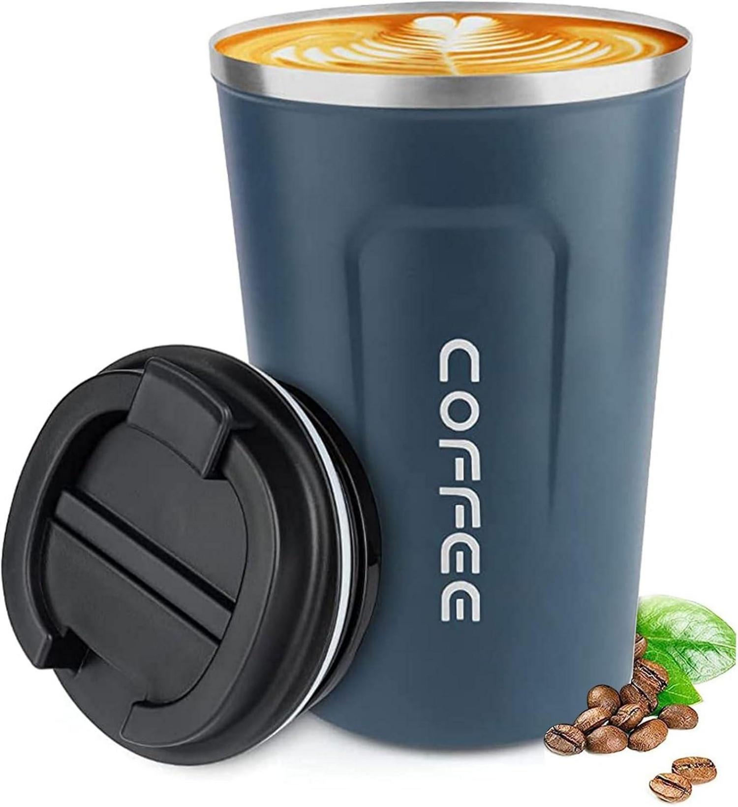 Isolierbecher Kaffeetasse to go Thermobecher Edelstahl 380ml Blau