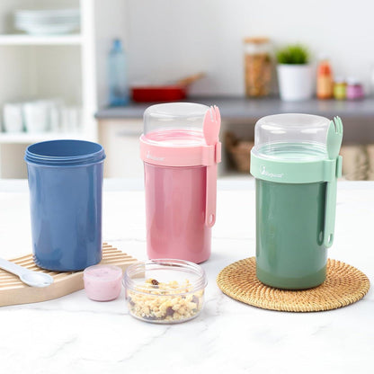 Müslibecher to Go mit Löffel und Saucenbehälter 990ml, auslaufsicherer