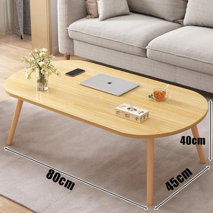 Niedriger ovaler Couchtisch mit soliden Tischbeinen 80 x 45