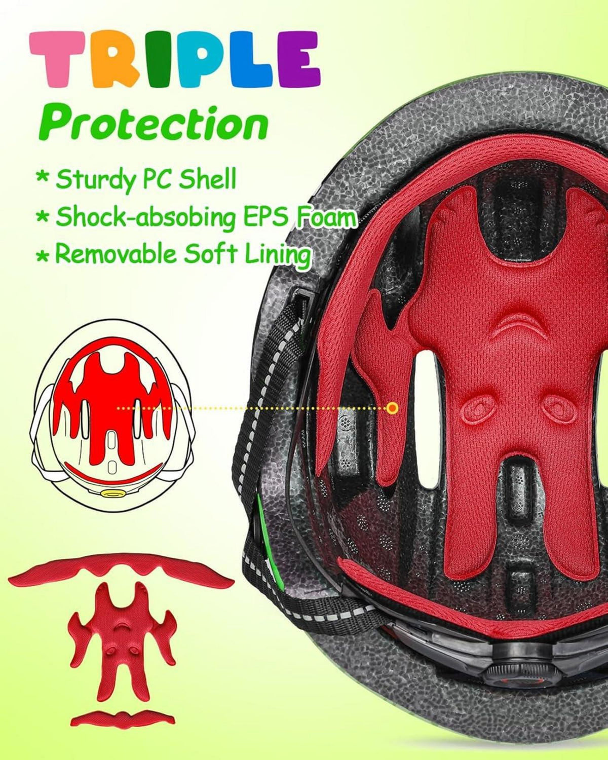 Kinder Fahrradhelm 3D Cartoon Design 50-54 cm Grün