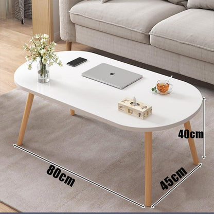 Moderner ovaler Couchtisch mit soliden Tischbeinen 80x45x40