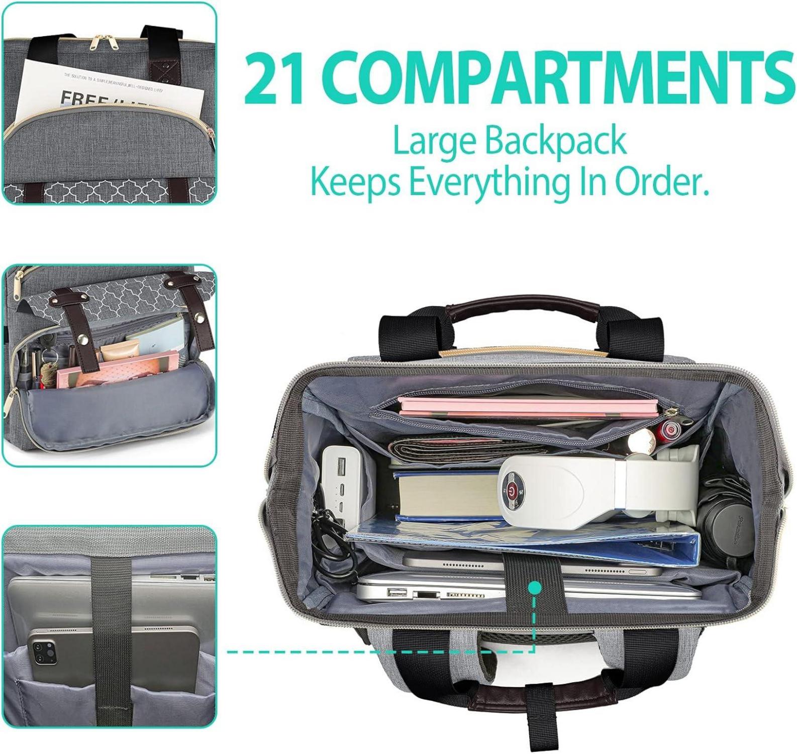 Schulrucksack Damen Teenager USB-Ladeanschluss Kapazität 17,3 Zoll