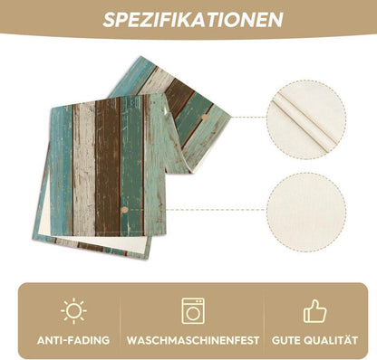 Blauer Herbst Tischläufer 40x140 cm rustikales Holzmuster