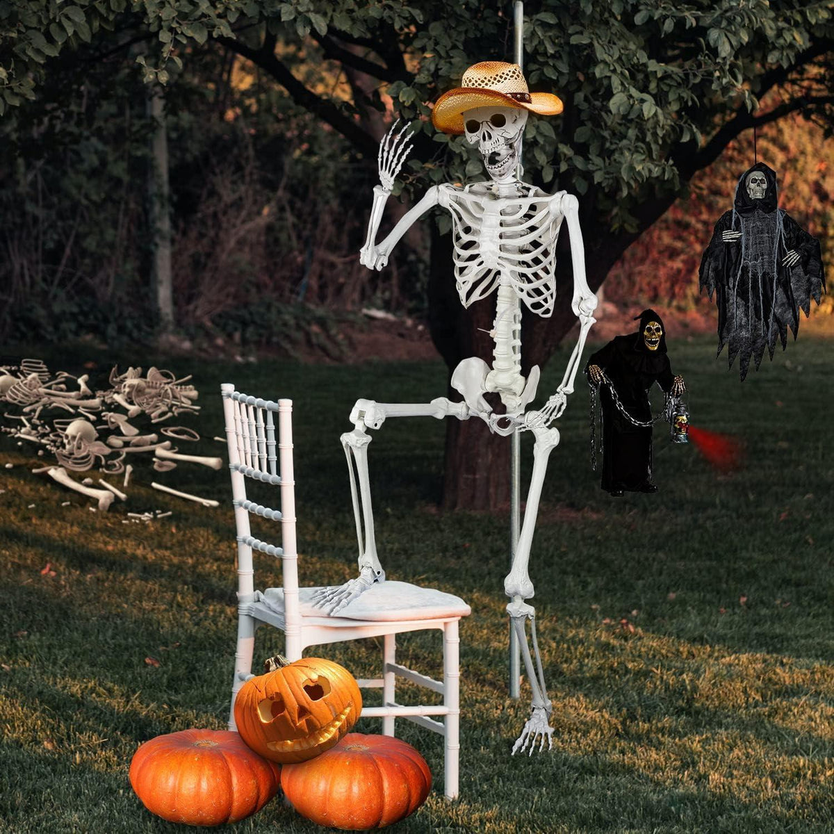 Realistisches 165CM Skelett mit beweglichen Gelenken für Halloween Dekoration