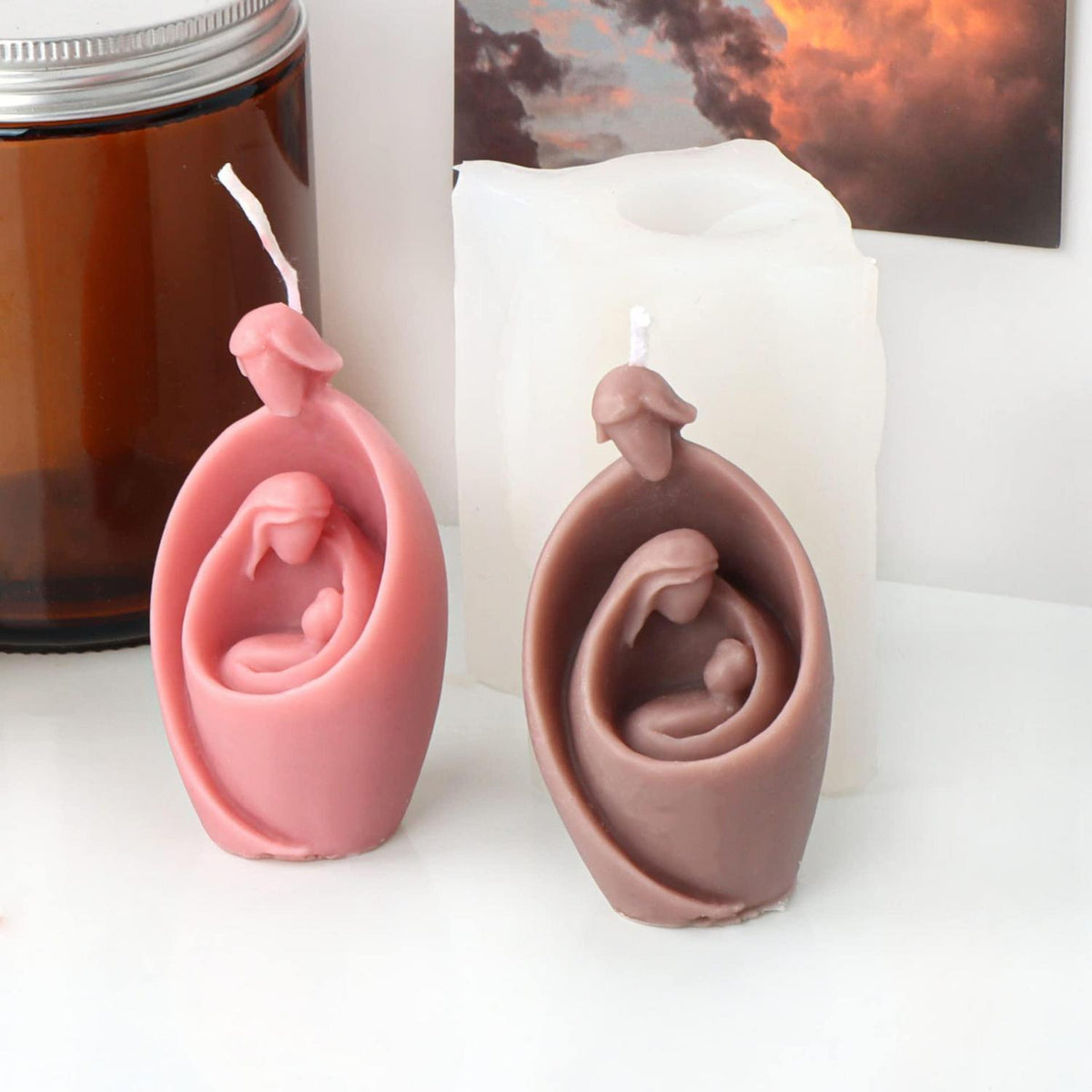 2x Silikonform Heilige Familie für Kerzen & Seife