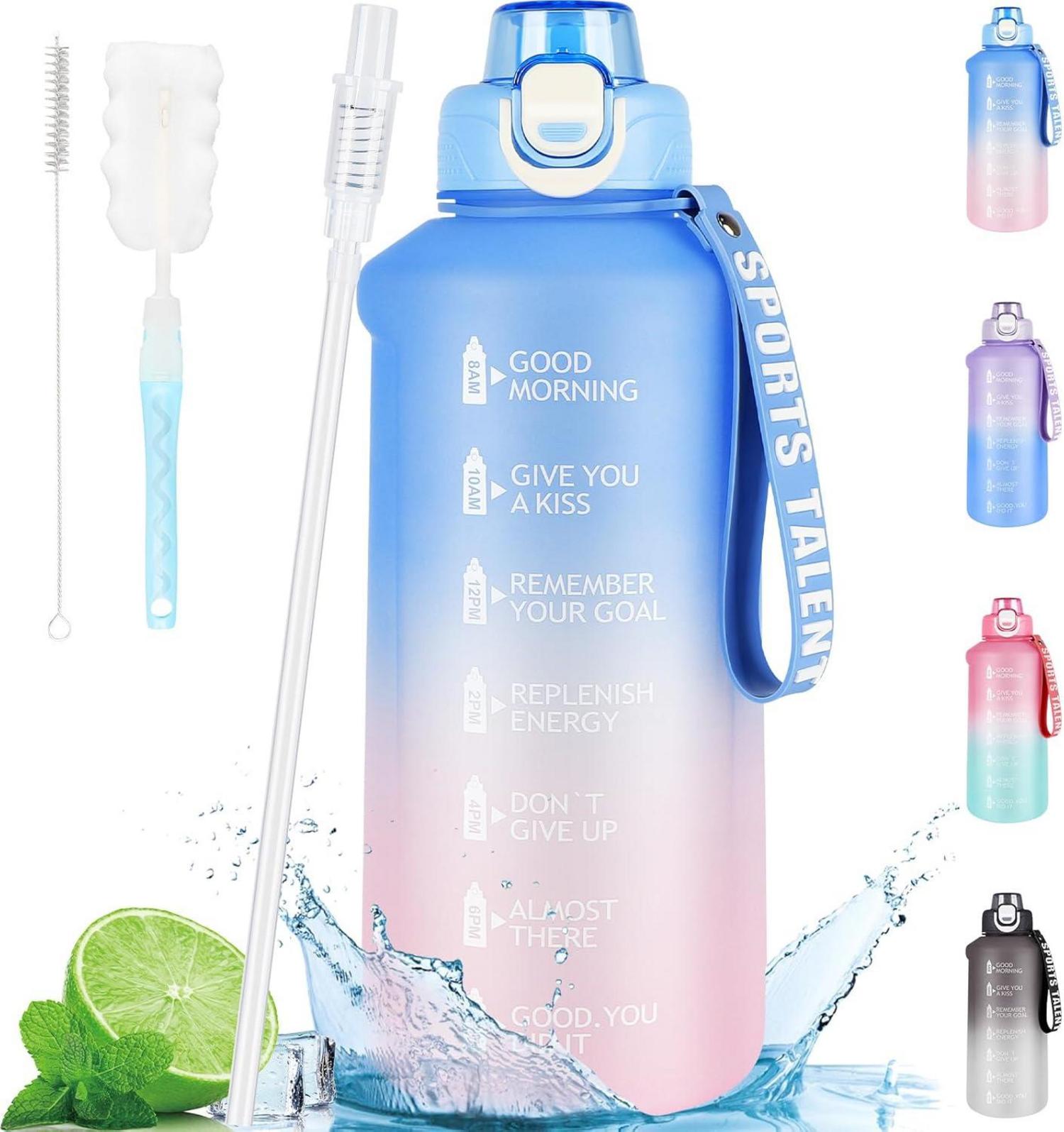 Trinkflasche 2l Sport mit Strohhalm BPA-frei Wasserflasche