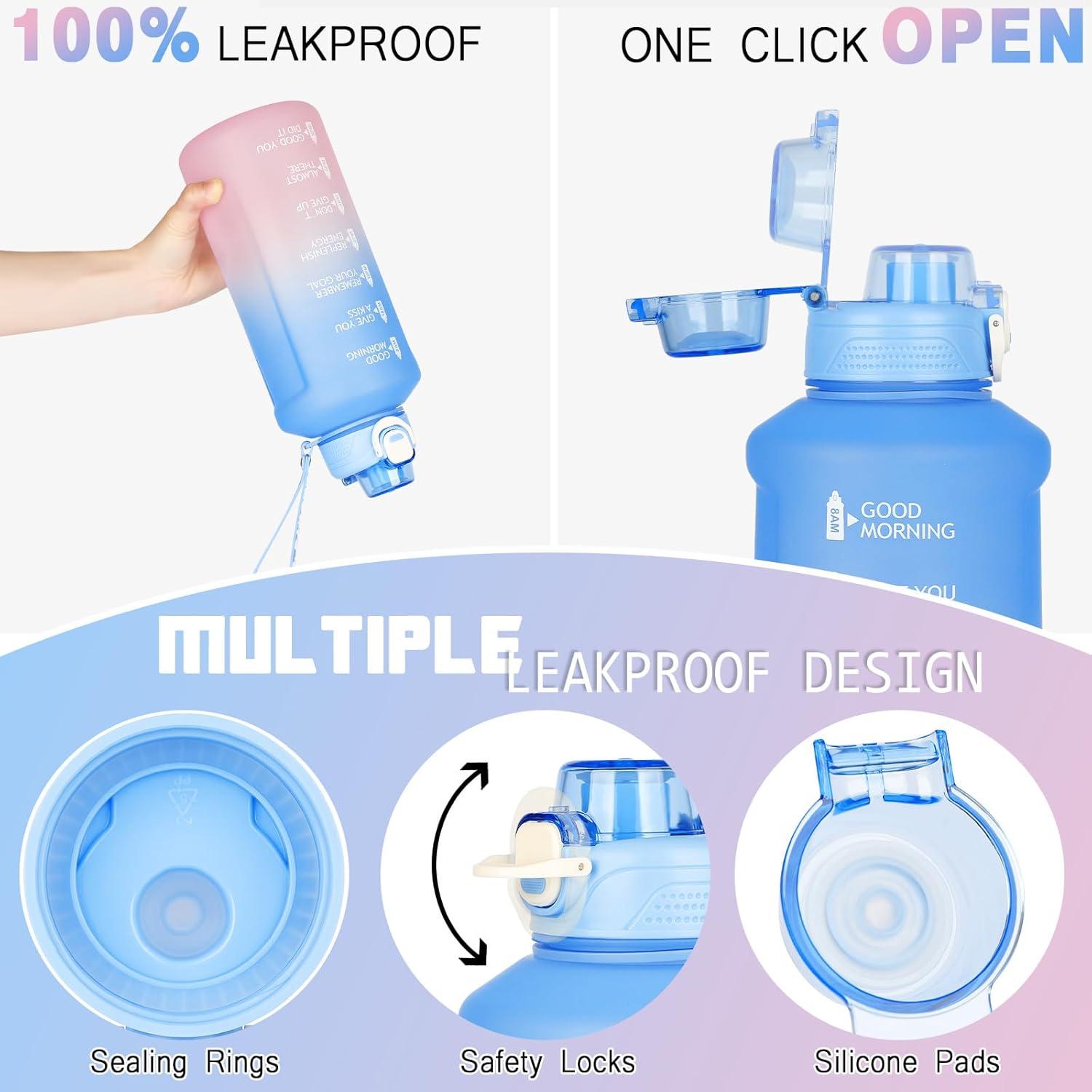 Trinkflasche 2l Sport mit Strohhalm BPA-frei Wasserflasche