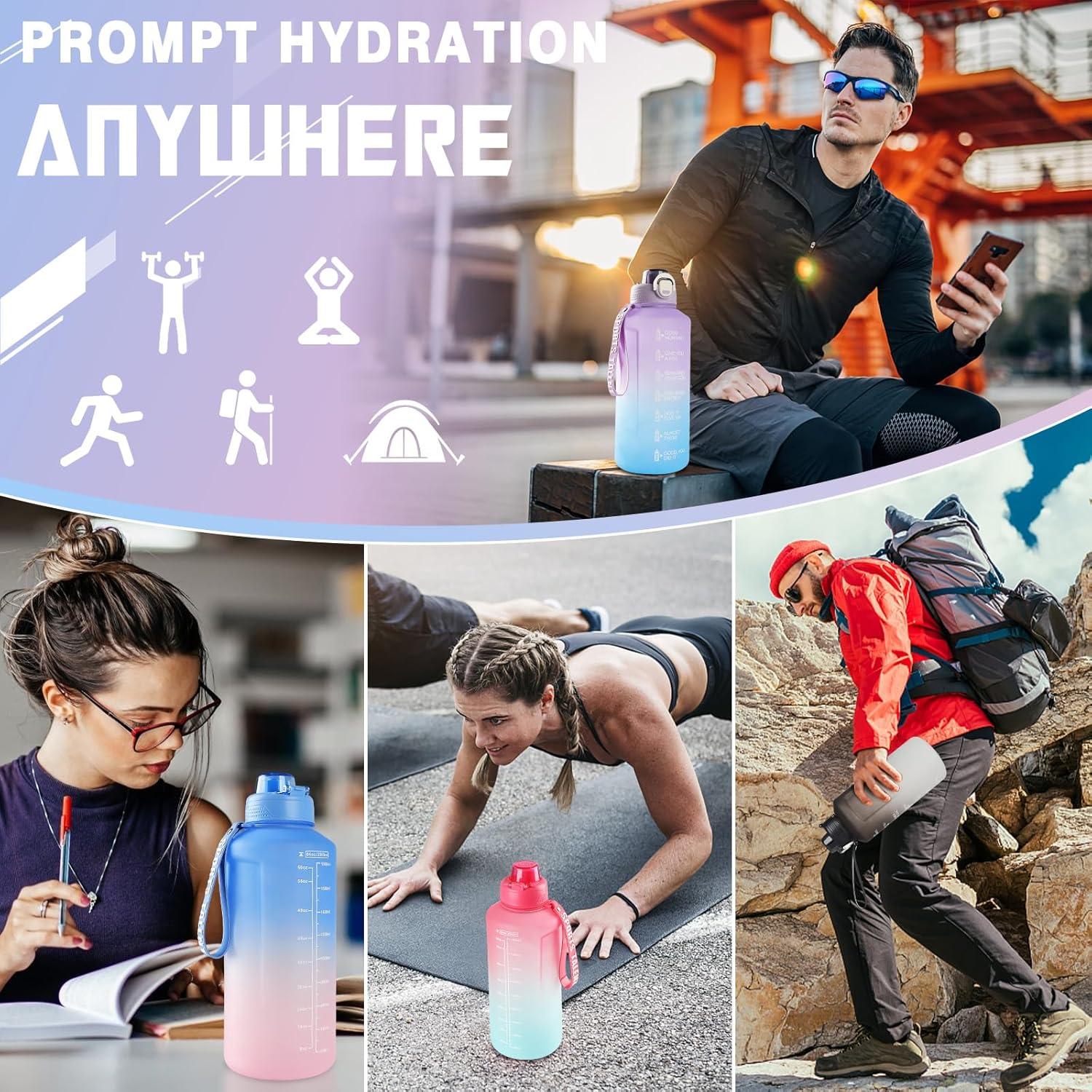 Sport Trinkflasche 2l mit Strohhalm BPA-frei - Große Wasserflasche Fitness