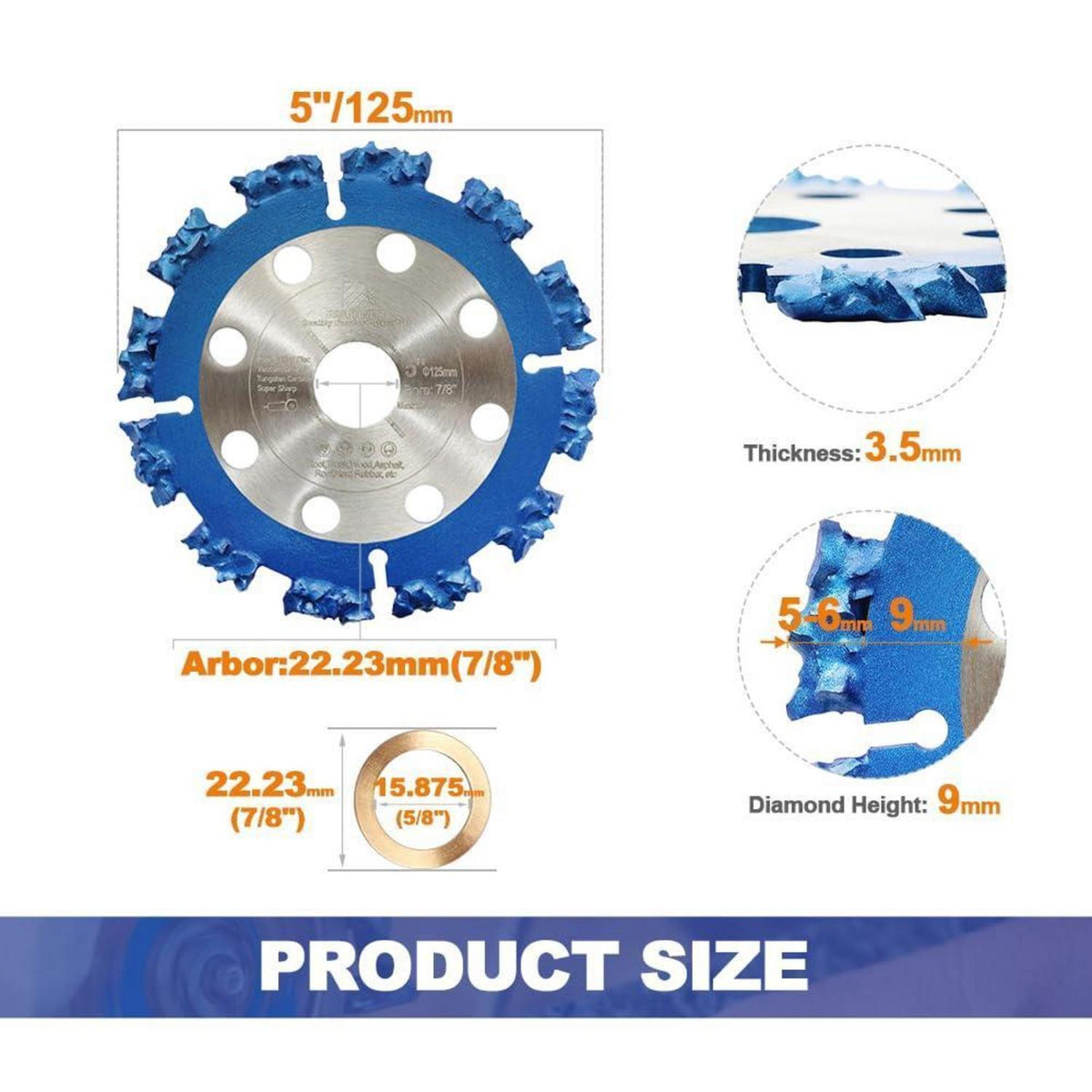 Hartmetall-Trennscheiben 125mm 5er-Set für Holz & Kunststoff