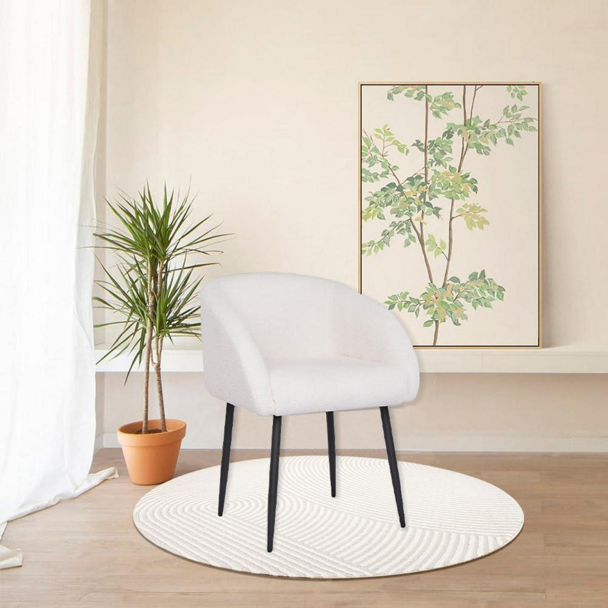 Lammwoll Sessel Lounge Modern Schwarz Metallbeine
