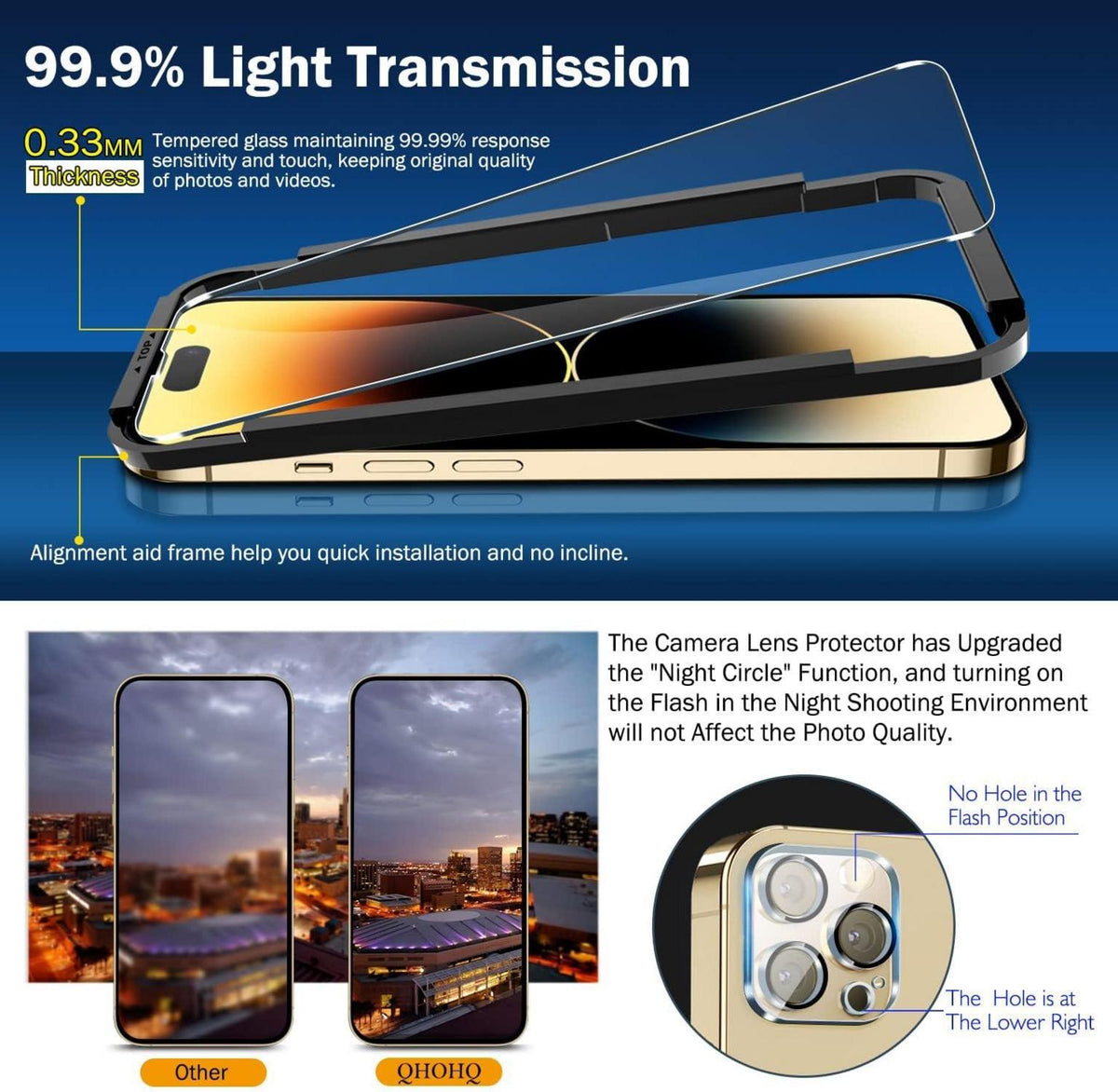 Panzer Schutz Glas iPhone 14 Pro 6.1 3 Stück Kameraschutz 9H