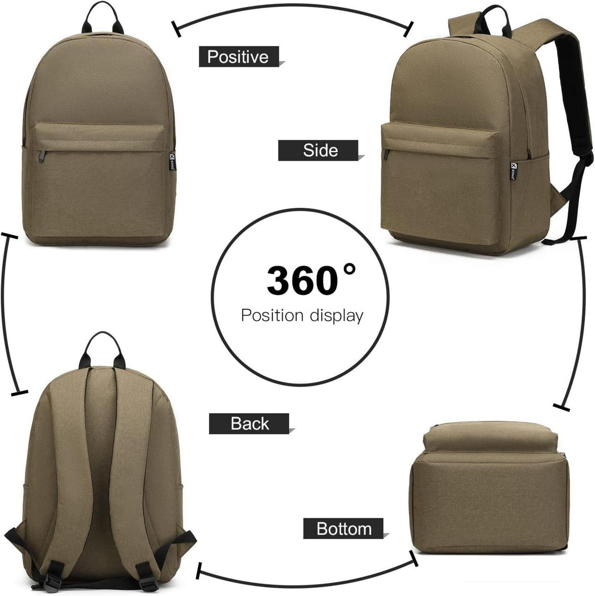 Leichter Schulrucksack für 15,4 Zoll Laptop - Braun