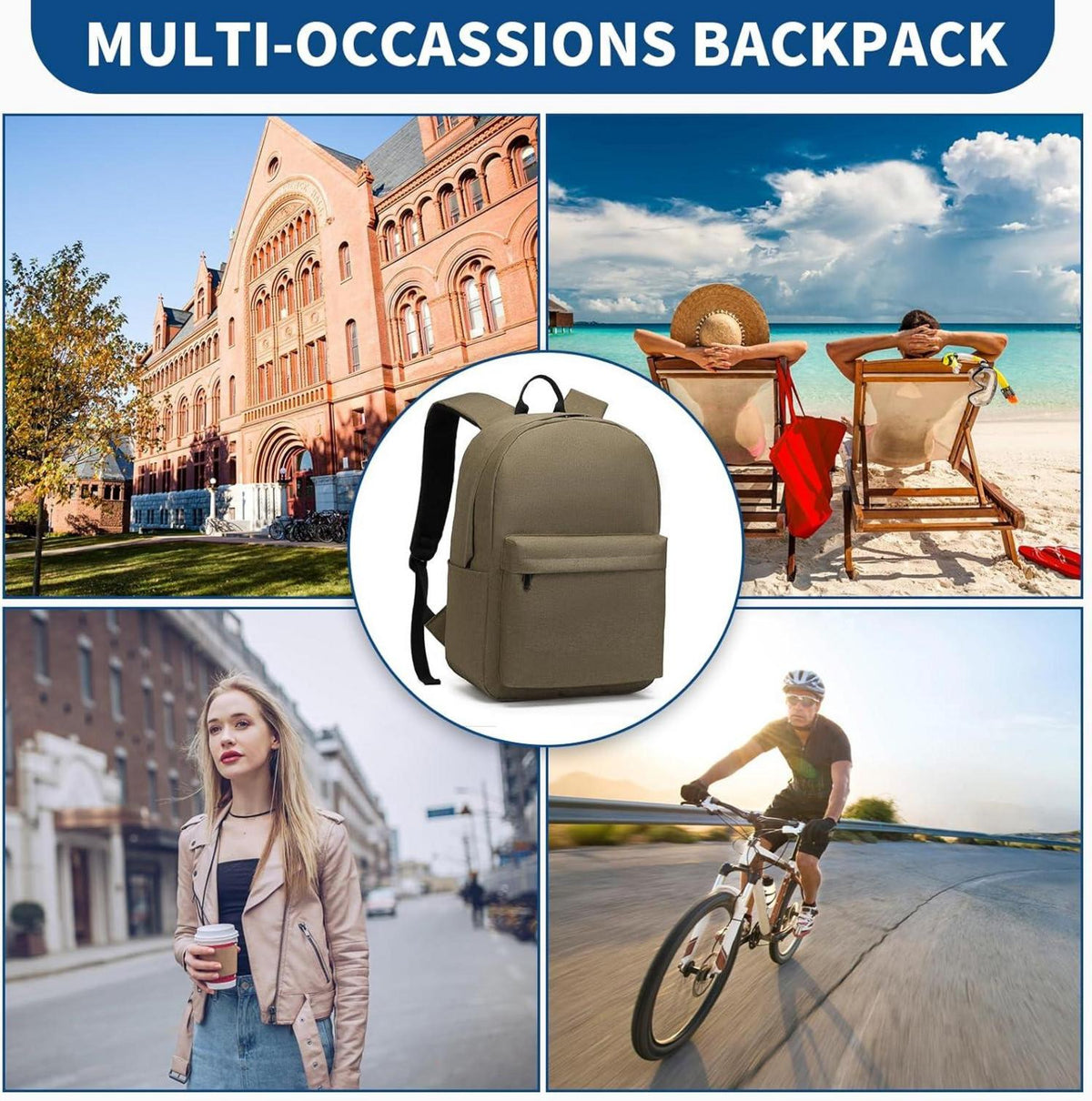 Leichter Schulrucksack wasserabweisend für 15 Zoll Laptop, stilvoll