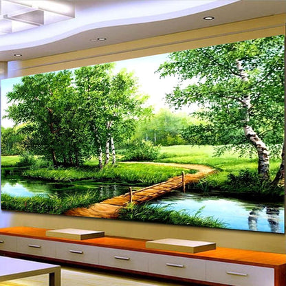 5D Diamant Painting Landschaft Birkenwald 150x60cm DIY Set