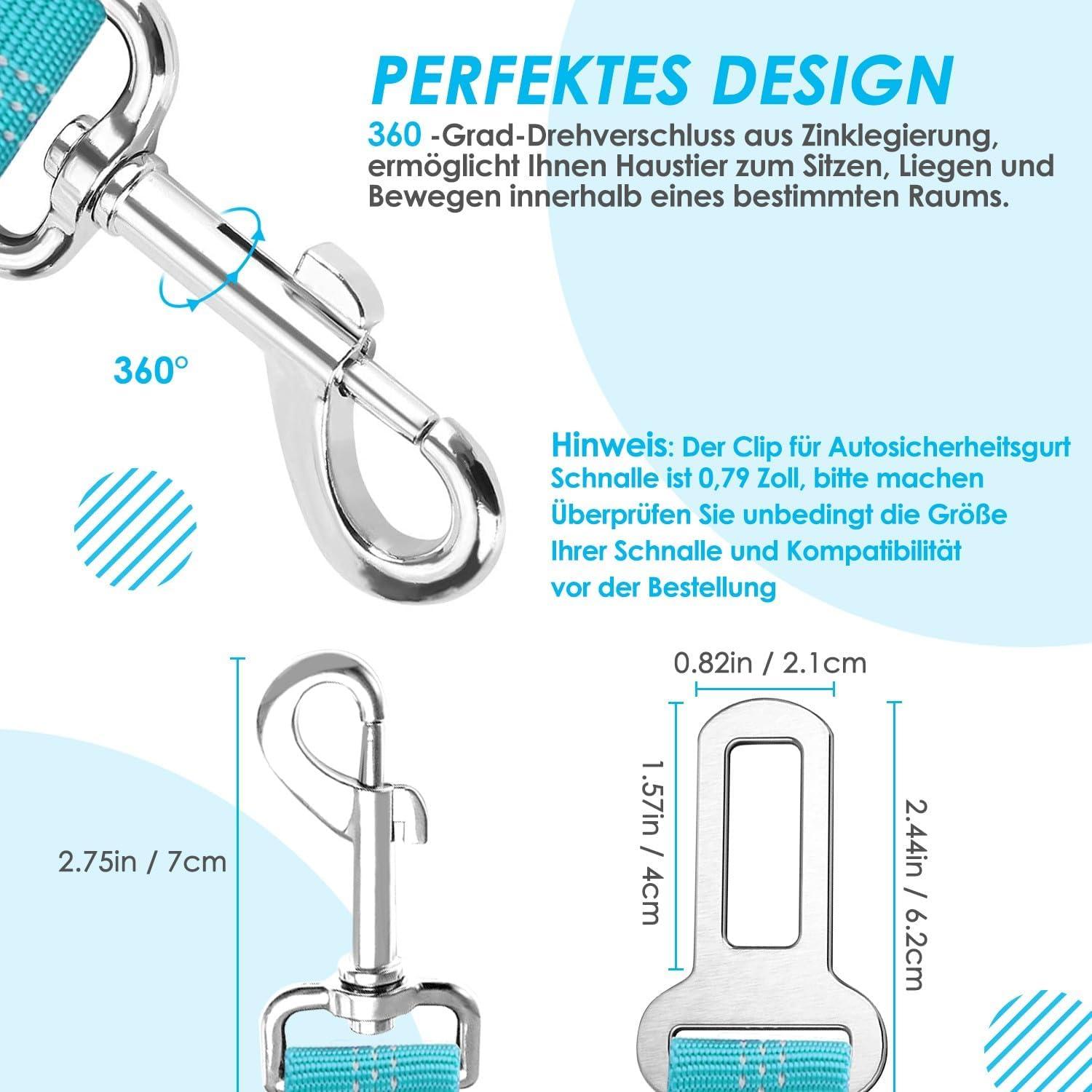 SlowTon Anschnallgurt Hund Auto 2 in 1 verhedderungsfrei elastisch reflektierend Sicherheitsgurt Hunde Auto